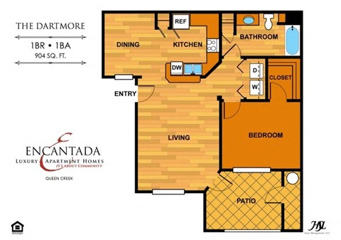 Dartmoor floor plan at Encantada Queen Creek with a bedroom and a living room